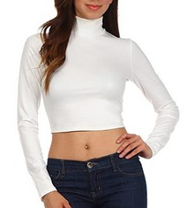 5 X SAKKAS 687121 MATTE LIQUID MOCK NECK TURTLENECK LONG SLEEVE CROP TOP - MADE IN USA - OFF WHITE - 1X - TOTAL RRP £116: LOCATION - RACK A