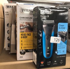 QUANTITY OF ITEMS TO INCLUDE BRAUN SERIES 3 ELECTRIC SHAVER FOR MEN WITH PRECISION BEARD TRIMMER, WET & DRY ELECTRIC RAZOR FOR MEN, UK 2 PIN PLUG, 310, BLACK/BLUE RAZOR: LOCATION - B RACK