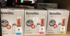 QUANTITY OF ITEMS TO INCLUDE BREVILLE BLEND ACTIVE PERSONAL BLENDER & SMOOTHIE MAKER | 350W | 2 PORTABLE BLEND ACTIVE BOTTLES (600ML) | LEAK PROOF LIDS | WHITE & GREEN [VBL246]: LOCATION - B RACK