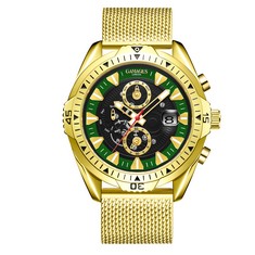 GAMAGES OF LONDON LIMITED EDITION HAND ASSEMBLED VANGUARD AUTOMATIC GOLD GREEN WATCH SKU:GA1441 RRP £720: LOCATION - A RACK