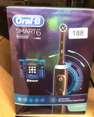 ORAL-B SMART 6 ELECTRIC TOOTHBRUSH FOR ADULTS, APP CONNECTED HANDLE, 3 TOOTHBRUSH HEADS & TRAVEL CASE, 5 MODES, TEETH WHITENING, 2 PIN UK PLUG, 6000N.: LOCATION - C RACK