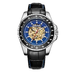 HAND ASSEMBLED GLOBENFELD LIMITED EDITION CAGE AUTOMATIC BLUE WATCH SKU:GF0006 RRP £449: LOCATION - A RACK