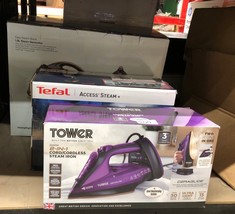 QUANTITY OF ITEMS TO INCLUDE TEFAL ACCESS STEAM HANDHELD CLOTHES STEAMER, NO IRONING BOARD NEEDED, 2 STEAM LEVELS, SANITISING STEAM, BLACK & ROSE GOLD, DT8103: LOCATION - C RACK