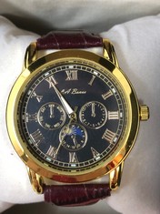 MENS LA BANUS WATCH - GOLD COLOUR CASE - LEATHER STRAP: LOCATION - A RACK