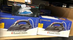 QUANTITY OF ITEMS TO INCLUDE RUSSELL HOBBS POWER STEAM ULTRA IRON, CERAMIC NON-STICK SOLEPLATE, 210G STEAM SHOT, 70G CONTINUOUS STEAM, 350ML WATER TANK, SELF-CLEAN, ANTI-CALC & ANTI-DRIP FUNCTION, 3M