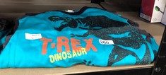 12 X CHILDRENS BLUE T-REX DINOSAUR SHORT SLEEVED TOP 130 CM:: LOCATION - C RACK