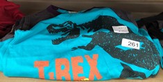 12 X CHILDRENS BLUE T-REX DINOSAUR SHORT SLEEVED TOP 130 CM:: LOCATION - C RACK