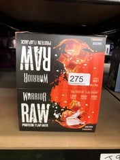 QUANTITY OF ITEMS TO INCLUDE WARRIOR RAW PROTEIN FLAPJACKS 12 BARS X 75G EACH PACKED WITH 20G OF PROTEIN LOW SUGAR, HIGH IN FIBRE , SALTED CARAMEL SOME MAY BE PAST BEST BEFORE DATE : LOCATIO: LOCATIO