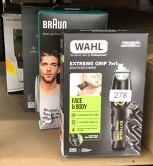 QUANTITY OF ITEMS TO INCLUDE WAHL EXTREME GRIP 7 IN 1 MULTIGROOMER, BEARD TRIMMER FOR MEN, NOSE HAIR TRIMMER, MEN'S STUBBLE TRIMMERS, BODY SHAVER, MALE GROOMING SET, BODY TRIMMING, GROOMING SET- BLAC