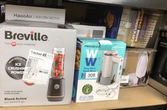 QUANTITY OF ITEMS TO INCLUDE BREVILLE BLEND ACTIVE PERSONAL BLENDER & SMOOTHIE MAKER | 350W | 1 PORTABLE BLEND ACTIVE BOTTLE (600ML) | LEAK PROOF LID | BLACK & GOLD [VBL251]: LOCATION - C RACK