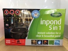 BLAGDON INPOND 5-IN-1 3000 EASY CARE CLEAN POND SOLUTION, 10W POND PUMP & FILTER WITH UV CLARIFIER FOR ALGAE CONTROL AND CLEAR WATER, LED LIGHT, 3 FOUNTAIN HEADS, FOR PONDS UP TO 3,000L, BLACK: LOCAT