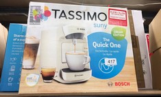 QUANTITY OF ITEMS TO INCLUDE TASSIMO BY BOSCH SUNY 'SPECIAL EDITION' TAS3107GB COFFEE MACHINE,1300 WATT, 0.8 LITRE - CREAM: LOCATION - F RACK