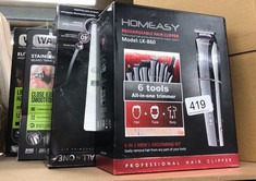 QUANTITY OF ITEMS TO INCLUDE REMINGTON ALL-IN-ONE GROOMING KIT BEARD TRIMMER (4 ATTACHMENTS, BEARD & HAIR COMB, NOSE & EAR, DETAIL TRIMMER, MINI FOIL SHAVER, 3 COMBS, STAINLESS STEEL BLADES, 40-MINUT