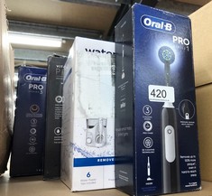 QUANTITY OF ITEMS TO INCLUDE WATERPIK ULTRA PLUS WATER FLOSSER, 5 TIPS, ADVANCED PRESSURE CONTROL SYSTEM, 10 SETTINGS, DENTAL PLAQUE REMOVAL TOOL, WHITE, WP-150UK: LOCATION - F RACK