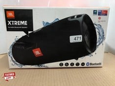 JBL XTREME PORTABLE WIRELESS SPLASHPROOF BLUETOOTH SPEAKER - BLACK. RRP £170: LOCATION - G RACK