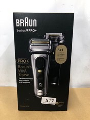 BRAUN SERIES 9 PRO ELECTRIC SHAVER WITH 4+1 HEAD, ELECTRIC RAZOR FOR MEN WITH PROLIFT TRIMMER, CHARGING STAND & TRAVEL CASE, SONIC TECHNOLOGY, UK 2 PIN PLUG, 9417S, SILVER, RATED WHICH? BEST ON TEST.