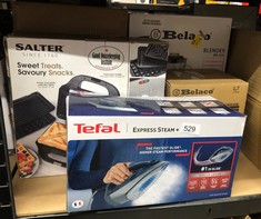 QUANTITY OF ITEMS TO INCLUDE TEFAL STEAM IRON, EXPRESS STEAM, 2600 WATTS, BLUE AND GREY, FV2882, 0.27L: LOCATION - G RACK