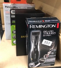 QUANTITY OF ITEMS TO INCLUDE REMINGTON BARBA BEARD TRIMMER (ADVANCED CERAMIC BLADES, POP-UP DETAIL TRIMMER, ADJUSTABLE ZOOM WHEEL, 9 LENGTH SETTINGS, COMB ATTACHMENT, CORD OR CORDLESS, 40-MINUTE RUNT