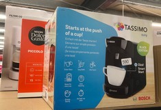 QUANTITY OF ITEMS TO INCLUDE TASSIMO BY BOSCH SUNY 'SPECIAL EDITION' TAS3102GB COFFEE MACHINE,1300 WATT, 0.8 LITRE - BLACK: LOCATION - H RACK