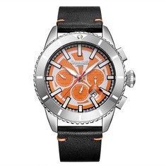 GAMAGES OF LONDON LIMITED EDITION HAND ASSEMBLED BOLD AUTOMATIC SILVER ORANGE WATCH SKU:GA1951 RRP £805: LOCATION - A RACK