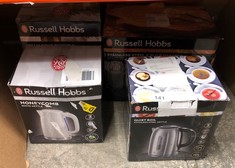 QUANTITY OF ITEMS TO INCLUDE RUSSELL HOBBS BRUSHED STAINLESS STEEL ELECTRIC 1.7L CORDLESS KETTLE (QUIET & FAST BOIL 3KW, REMOVABLE WASHABLE ANTI-SCALE FILTER, PUSH BUTTON LID, PERFECT POUR SPOUT) 204