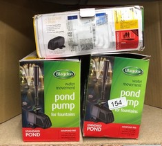 QUANTITY OF ITEMS TO INCLUDE BLAGDON MINIPOND POND PUMP 700 (TO RUN FOUNTAINS FOR SMALL PONDS UP TO 1500 LITRE), 3 FOUNTAIN HEADS, BLACK: LOCATION - B RACK