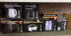 QUANTITY OF ITEMS TO INCLUDE RUSSELL HOBBS HONEYCOMB ELECTRIC 1.7L CORDLESS KETTLE (FAST BOIL 3KW, BLACK PREMIUM PLASTIC, MATT & HIGH GLOSS FINISH, REMOVABLE WASHABLE ANTI-SCALE FILTER, PUSH BUTTON L