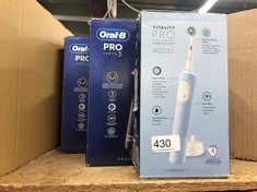 QUANTITY OF ITEMS TO INCLUDE ORAL-B VITALITY PRO ELECTRIC TOOTHBRUSHES ADULTS, MOTHERS DAY GIFTS FOR HER / HIM, 1 HANDLE, 2 TOOTHBRUSH HEADS, 3 BRUSHING MODES INCLUDING SENSITIVE PLUS, 2 PIN UK PLUG,