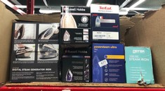 QUANTITY OF ITEMS TO INCLUDE RUSSELL HOBBS PEARL GLIDE STEAM IRON, PEARL INFUSED CERAMIC SOLEPLATE FOR SMOOTHER GLIDE, 315ML WATER TANK, 150G STEAM SHOT, 40G CONTINUOUS STEAM, ANTI-DRIP & ANTI-CALC F