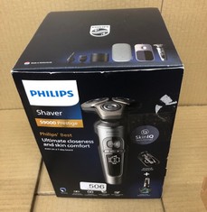 PHILIPS SHAVER SERIES 9000 PRESTIGE WET & DRY ELECTRIC SHAVER LIFT & CUT SHAVING SYSTEM SKIN IQ TECHNOLOGY, BEARD STYLER, NOSE TRIMMER, QI CHARGING PAD, MODEL SP9885/35 BRIGHT CHROME BRUSHED: LOCATIO