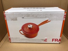 LE CREUSET SIGNATURE ENAMELLED CAST IRON SAUCEPAN WITH ANTI DRIP POURING LIP AND VENTED LID, FOR ALL HOB TYPES, 18 CM, 1.8 LITRES, VOLCANIC, 21181180902430.: LOCATION - G RACK