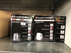 QUANTITY OF ITEMS TO INCLUDE RUSSELL HOBBS BRUSHED STAINLESS STEEL ELECTRIC 1.7L CORDLESS KETTLE (QUIET & FAST BOIL 3KW, REMOVABLE WASHABLE ANTI-SCALE FILTER, PUSH BUTTON LID, PERFECT POUR SPOUT) 204