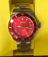 INVICTA SILVER & RED MECHANICAL WATCH : LOCATION - A RACK