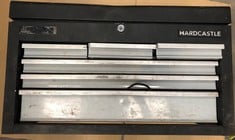 HARDCASTLE BLACK METAL TOOL BOX WITH SLIDING DRAWERS: LOCATION - TABLES(COLLECTION OR OPTIONAL DELIVERY AVAILABLE)