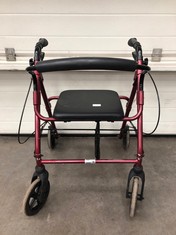 DAYS BURGUNDY ALUMINIUM ROLLATOR: LOCATION - FRONT FLOOR(COLLECTION OR OPTIONAL DELIVERY AVAILABLE)