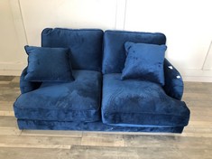 BLUE 2 SEATER SOFA :: LOCATION - FRONT FLOOR(COLLECTION OR OPTIONAL DELIVERY AVAILABLE)