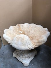 SHELL BIRD BATH LARGE SHELL ON DECORATIVE BASE - COLLECTION ONLY - LOCATION FRONT FLOOR