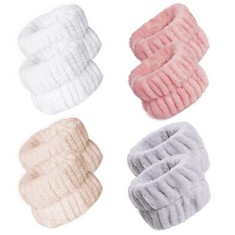 37 X 4 PAIRS WRIST SPA WASHBAND SOFT MICROFIBER WRIST WATCH BAND WRIST WASH TOWEL BAND FOR WASHING FACE MAKEUP WOMEN GIRLS LADIES PREVENT WATER WET YOUR ARM - TOTAL RRP £215: LOCATION - RACK B