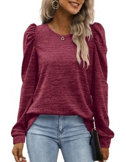 QUANTITY OF ASSORTED ITEMS TO INCLUDE SAMPEEL LONG SLEEVE TOPS WOMEN JUMPERS LADIES PUFF SLEEVE SWEATSHIRTS CREWNECK PURPLE SIZE 10-12: LOCATION - RACK B