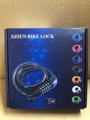 QUANTITY OF ASSORTED ITEMS TO INCLUDE BIKE LOCK BICYCLE LOCK CHAIN ?5-DIGIT COMBINATION LOCK CORE STEEL WIRE BIKE LOCK SECURITY&PORTABLE BICYCLE LOCKS,1.1,M X 1/2 INCH,400G(WHITE) RRP £358: LOCATION