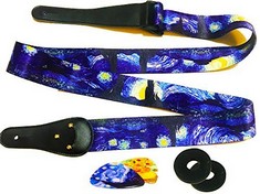 QUANTITY OF ASSORTED ITEMS TO INCLUDE ART TRIBUTE GUITAR STRAP COTTON YELLOW SPRING BLOSSOM FLOWERS INCLUDES 2 PICKS + STRAP LOCKS + STRAP BUTTON. FOR BASS, ELECTRIC & ACOUSTIC GUITARS. AN AWESOME GI