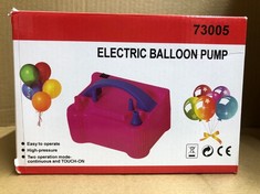 QUANTITY OF ASSORTED ITEMS TO INCLUDE ELECTRIC BALLOON PUMP, PORTABLE DUAL NOZZLE HIGH POWER (AC220-240V 600W) BALLOON INFLATOR BLOWER PUMP FOR PARTY, WEDDING, BIRTHDAY, ACTIVITIES AND FESTIVAL DECOR