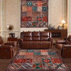 QUANTITY OF ASSORTED ITEMS TO INCLUDE RUG-QJDDUP SQUARE RUGS 80 X 80 CM LIVING ROOM BEDROOM, PATCHWORK VINTAGE DESIGN, MULTICOLOR RED, DARK EMERALD GREEN, BROWN, DARK BLUE, BURNT ORANGE YELLOW, RRP £