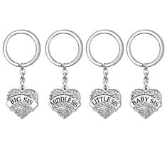 24 X YONGHUI BIG MIDDLE LITTLE BABY SISTER KEY CHAIN KEYRING 4 PCS CRYSTAL LOVE HEART PENDANT ALLOY KEYCHAINS KEYRINGS FOR WOMEN GIRLS WHITE PINK BLUE (WHITE) - TOTAL RRP £112: LOCATION - RACK C