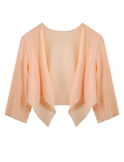 17 X CHIFFON BOLERO CARDIGANS FOR WOMEN THREE-QUARTER SLEEVE OPEN FRONT SHRUG JACKET TOP THIN SUMMER CARDIGAN FOR DRESS WEDDING EVENING PARTIES APRICOT - TOTAL RRP £113: LOCATION - RACK C