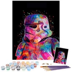 11 X TAHEAT NEW PAINT BY NUMBERS DIY ACRYLIC PAINTING KIT FOR KIDS & ADULTS BEGINNER - 16X20” NEW STAR WARS ASSAULT PATTERN PAINTING BY NUMBERS WITH 3 BRUSHES & BRIGHT COLORS WITHOUT FRAME - TOTAL RR