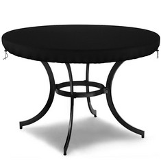 14 X DOKON CIRCULAR GARDEN TABLE TOP COVERS WATERPROOF ROUND OUTDOOR TABLE COVER HEAVY DUTY 600D OXFORD FABRIC WINDPROOF ANTI-UV GARDEN FURNITURE COVERS, PATIO FURNITURE TOP COVER (Ø190X10CM) - BLACK