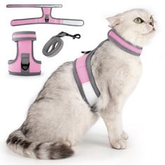 16 X HEYWEAN CAT HARNESS AND LEASH SET DUAL ADJUSTABLE MAGIC TAPES ESCAPE PROOF KITTEN HARNESS SMALL MEDIUM LARGE CAT HARNESS FOR CAT TRAVEL OUTDOOR WALKING SOFT CAT HARNESS WITH LEAD REFLECTIVE STRI