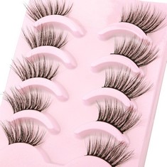 QUANTITY OF LEIPPLE HALF LASHES NATURAL LOOK CAT EYE FALSE EYELASHES WISPY FLUFFY FAKE LASHES SOFT REUSABLE 5 PAIRS PACK ?1004? - TOTAL RRP £219: LOCATION - RACK D