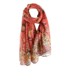 20 X AUTO CAU WOMEN'S ROBIN BIRD PRINT LONG SCARVES CHIFFON FLORAL NECK SCARF SHAWL WRAP GIFTS FOR GIRLS - TOTAL RRP £141: LOCATION - RACK D